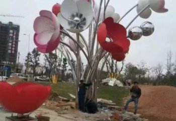 抽象花朵雕塑 店门口彩绘雕塑 步行街摆件