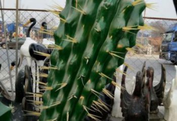 创意仙人球雕塑 步行街店门口雕塑 花卉小品