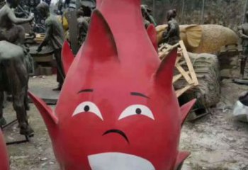 庭院火龙果雕塑 城市古铜色雕塑 水果小品