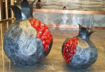 仿古石榴雕塑 庭院彩绘雕塑 田间小品