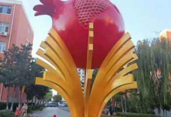 抽象石榴雕塑 店门口彩绘雕塑 步行街摆件