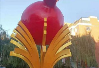 大型石榴雕塑 商业街广场雕塑 彩绘摆件