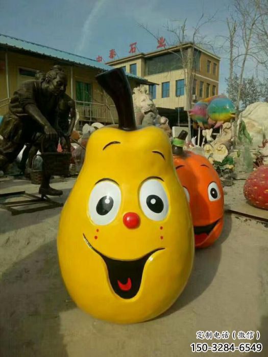 彩绘鸭梨雕塑 仿真雕塑 步行街摆件