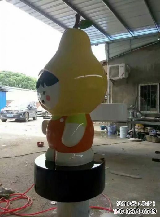 几何鸭梨雕塑 庭院仿真雕塑 彩绘摆件