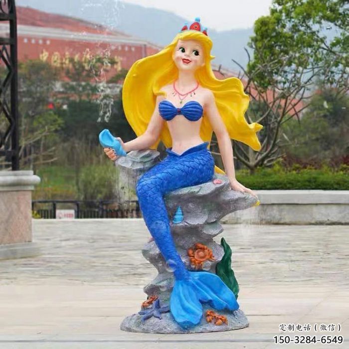 庭院美人鱼雕塑 城市彩绘雕塑 卡通小品 庭院美人鱼雕塑 城市彩绘雕塑 卡通小品