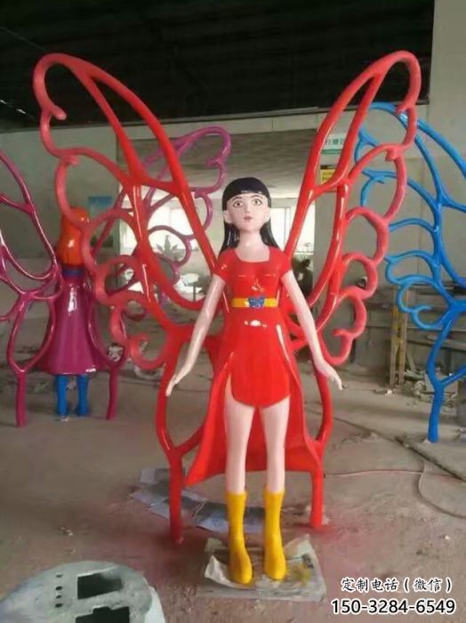 仿古蝴蝶仙子雕塑 庭院彩绘雕塑 田间小品 仿古蝴蝶仙子雕塑 庭院彩绘雕塑 田间小品