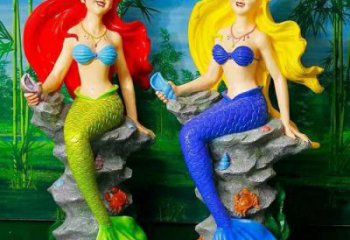 动漫美人鱼雕塑 店门口园林雕塑 卡通小品