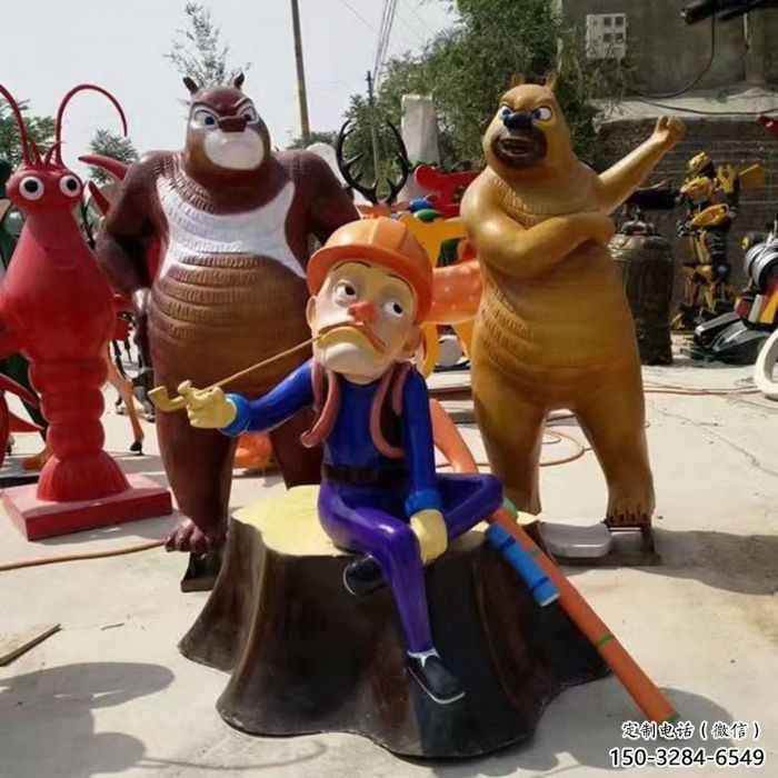 卡通光头强雕塑 酒店公园雕塑 风景区摆件 卡通光头强雕塑 酒店公园雕塑 风景区摆件