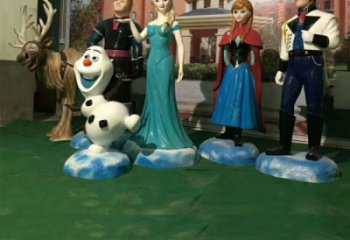 彩绘冰雪奇缘雕塑 卡通雕塑 步行街摆件