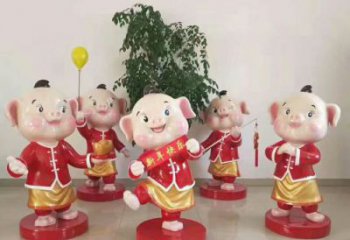 彩绘小猪佩奇雕塑 卡通雕塑 步行街摆件