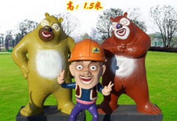 商场光头强雕塑 卡通雕塑 店门口小品