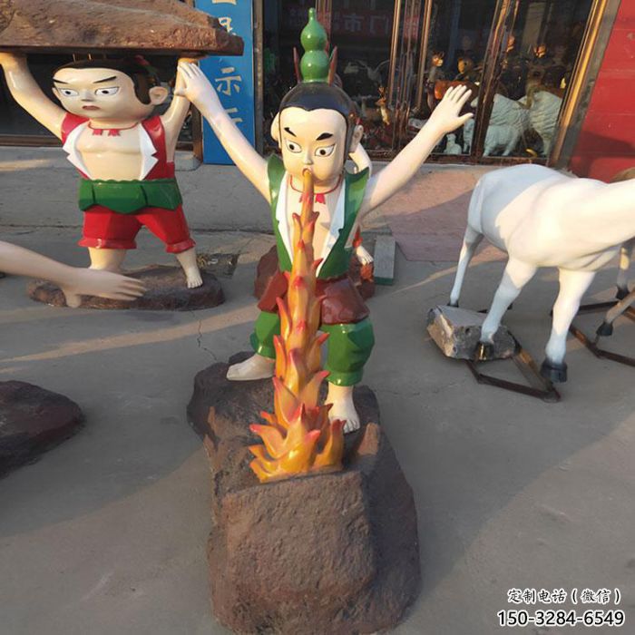 仿古葫芦娃雕塑 庭院彩绘雕塑 田间小品 仿古葫芦娃雕塑 庭院彩绘雕塑 田间小品