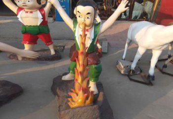 仿古葫芦娃雕塑 庭院彩绘雕塑 田间小品
