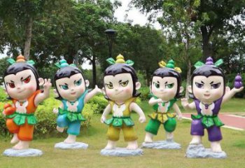 卡通葫芦娃雕塑 店门口园林雕塑 动漫小品