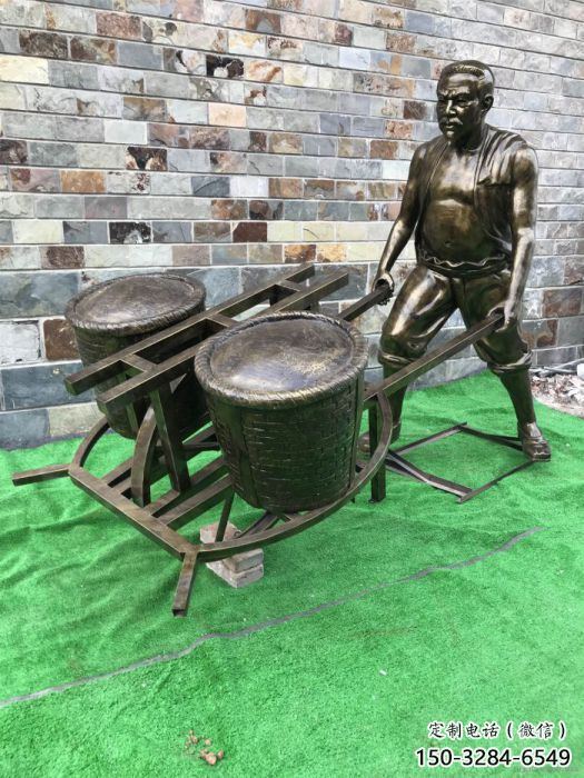 仿古推车雕塑 庭院彩绘雕塑 田间小品 仿古推车雕塑 庭院彩绘雕塑 田间小品