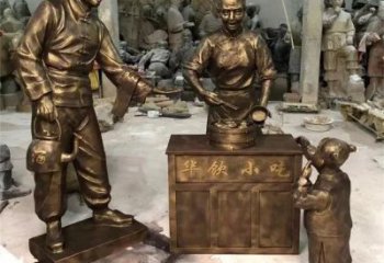 仿古商贩雕塑 庭院彩绘雕塑 田间小品