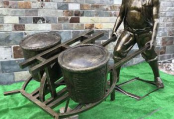 仿古推车雕塑 庭院彩绘雕塑 田间小品