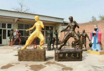 田间李小龙雕塑 彩绘近代雕塑 园林摆件
