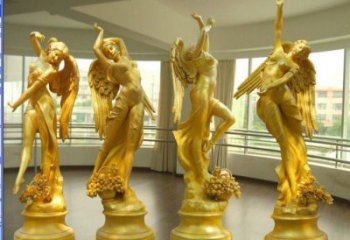 抽象四季女神雕塑 店门口彩绘雕塑 步行街摆件