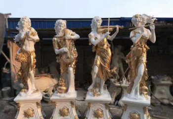 仿古四季女神雕塑 庭院彩绘雕塑 田间小品