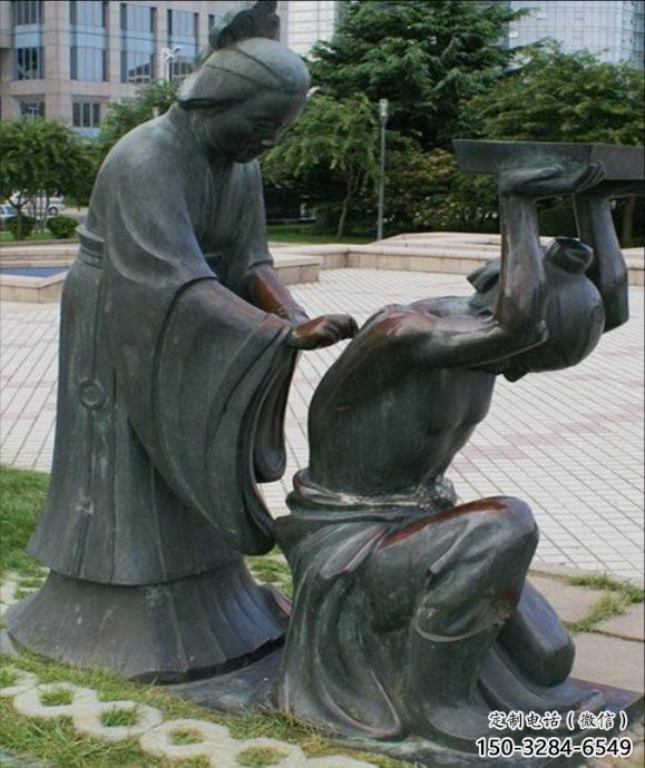 田间岳母刺字雕塑 彩绘典故雕塑 园林摆件