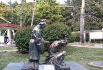 仿古岳母刺字雕塑 庭院彩绘雕塑 田间小品