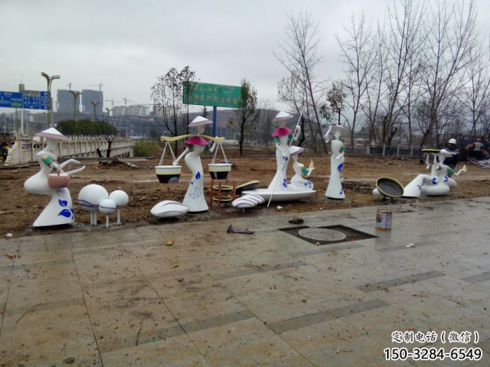 庭院仕女雕塑 城市彩绘雕塑 古代小品 庭院仕女雕塑 城市彩绘雕塑 古代小品