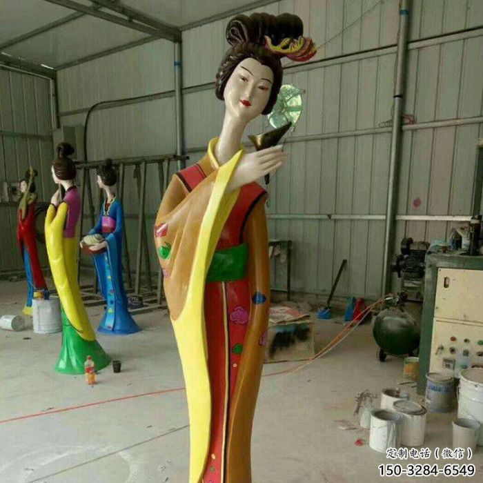 彩绘美女雕塑 古代雕塑 步行街摆件