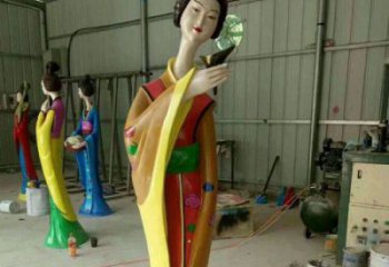 彩绘美女雕塑 古代雕塑 步行街摆件