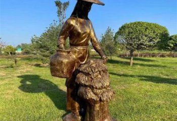 古代茶马古道雕塑 店门口园林雕塑 采茶小品
