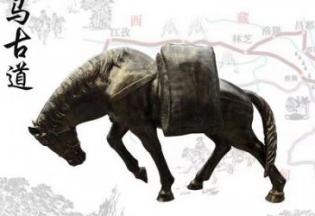 田间茶马古道雕塑 彩绘古代雕塑 园林摆件