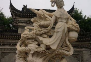 城市天女散花雕塑 风景区彩绘雕塑 抽象摆件