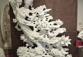 园林天女散花雕塑 田间彩绘雕塑 神话摆件