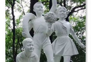 仿古少先队员雕塑 庭院彩绘雕塑 学校小品