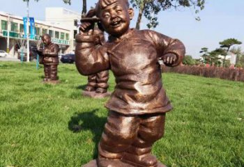 街道小孩子雕塑价格 现代景观玩耍雕塑 彩绘童趣雕塑