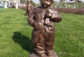 街头小孩子雕塑加工 大型别墅区玩耍雕塑 黄铜童趣雕塑