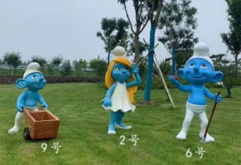 步行街蓝精灵雕塑价格 游乐场景观卡通雕塑 户外动漫雕塑
