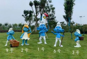 草地蓝精灵雕塑生产商 现代校园卡通雕塑 大型动漫雕塑