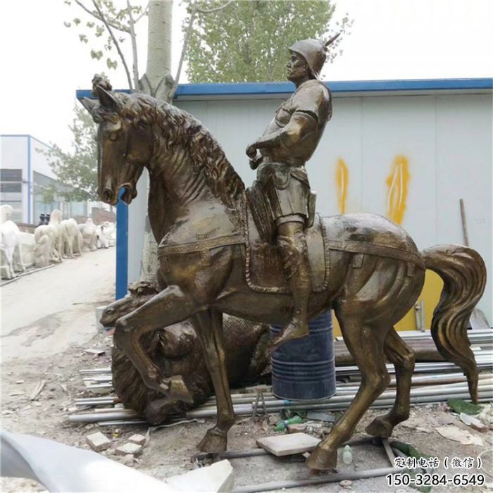 订购街道武士雕塑 现代景观人物雕塑 彩绘古代雕塑