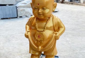 创意小和尚雕效果图塑 铸铜儿童雕塑 公园肖像雕塑