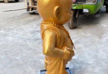 美陈小和尚雕塑制作 异形儿童雕塑 酒店肖像雕塑