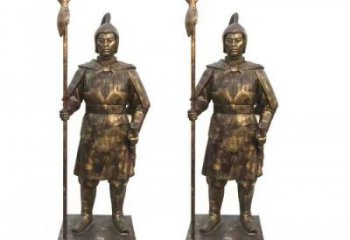 仿真武士雕塑实景图 店门口园林雕塑 民俗小品