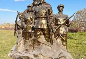 大型红军雕塑选用 欧式步行街抗战雕塑 彩绘革命雕塑