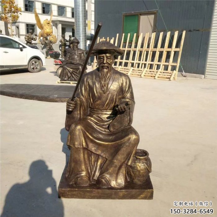 玻璃钢姜太公雕塑 步行街钓鱼雕塑 大型民俗雕塑