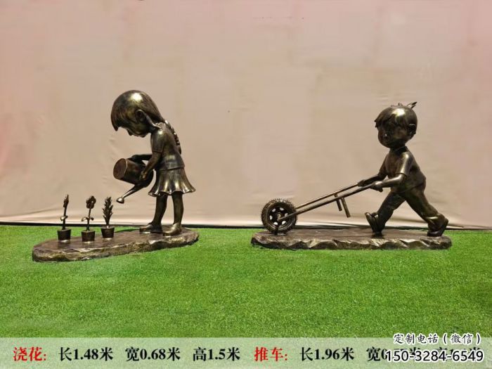 抽象独轮车雕塑厂家 店门口彩绘雕塑 步行街摆件