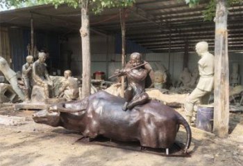 大型牧童雕塑 步行街玻璃钢雕塑 彩绘民俗雕塑