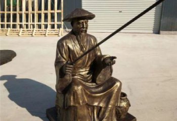 仿古姜太公雕塑厂家 草地钓鱼雕塑 房地产民俗雕塑