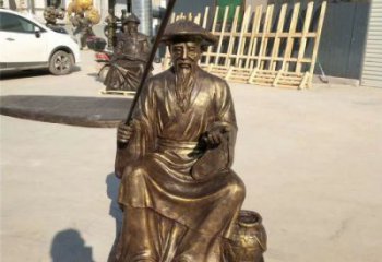 玻璃钢姜太公雕塑 步行街钓鱼雕塑 大型民俗雕塑