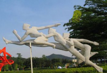 大型跨栏雕塑厂家 欧式步行街体育雕塑 彩绘运动员雕塑