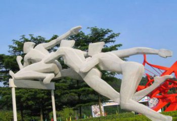 户外跨栏雕塑 喷漆景观体育雕塑 切面运动员雕塑厂家